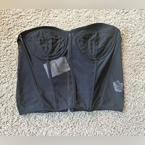 Sheer crop corset strapless top. Size L Brand Forever 21